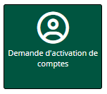 La tuile de demande d’activation de comptes dans le tableau de bord libre-service.