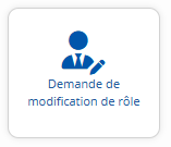 La tuile de demande de modification de rôle dans le tableau de bord libre-service.