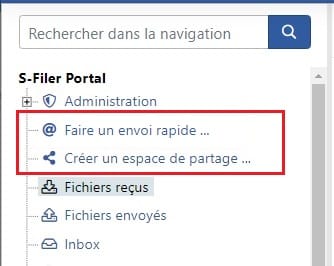 Emplacement des liens du menu de gauche