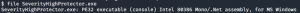 Output of the file command, identifying SeverityHighProtector.exe as a .NET binary.