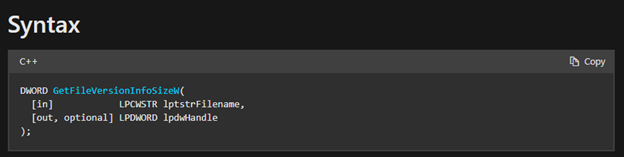 The MSDN reference page for the original function, giving the signature to mimic.
