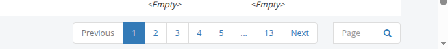 The pagination bar at the foot of the identity list, with previous and next controls, numbered pages up to thirteen, and a box for jumping straight to a page.