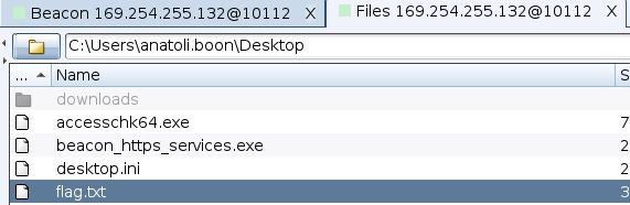 The second flag, in a file on the desktop of the compromised WKST01 workstation.