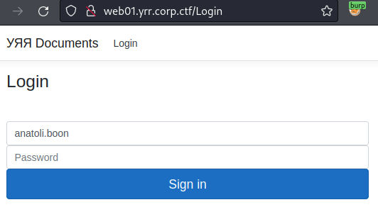 The OuYaYa employee web portal, hosted on the domain computer WEB01.