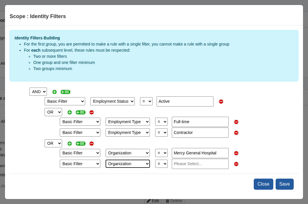 The rule editor