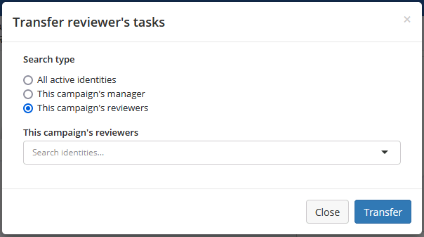 The Transfer Reviewer's Task dialog box