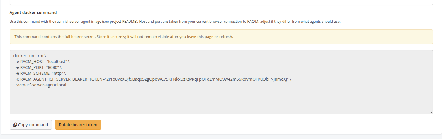 Agent Docker command section