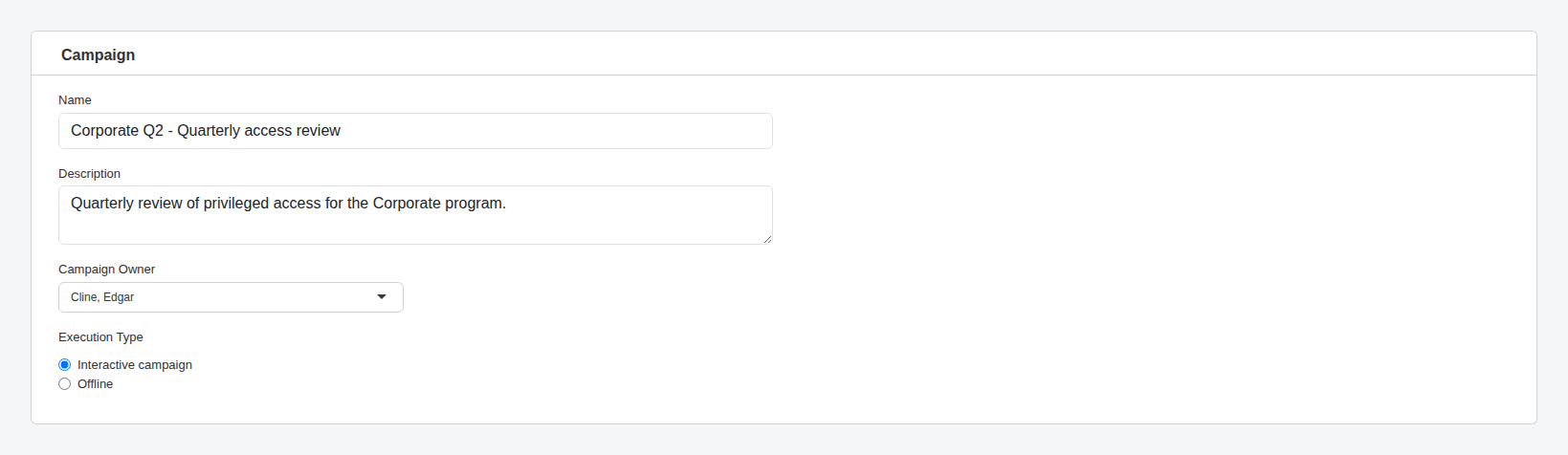 Access review campaign details