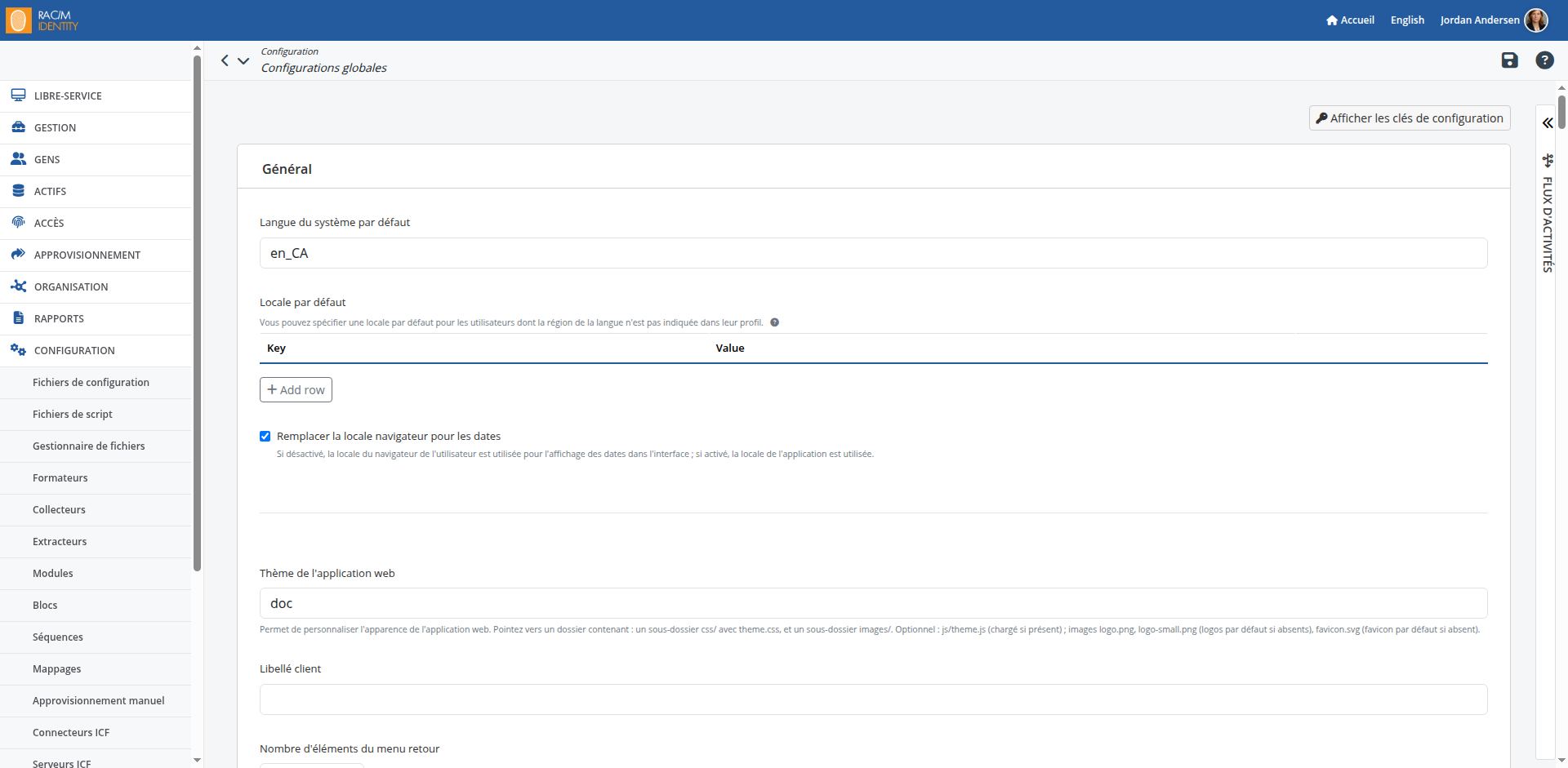 Vue d’ensemble des configurations globales