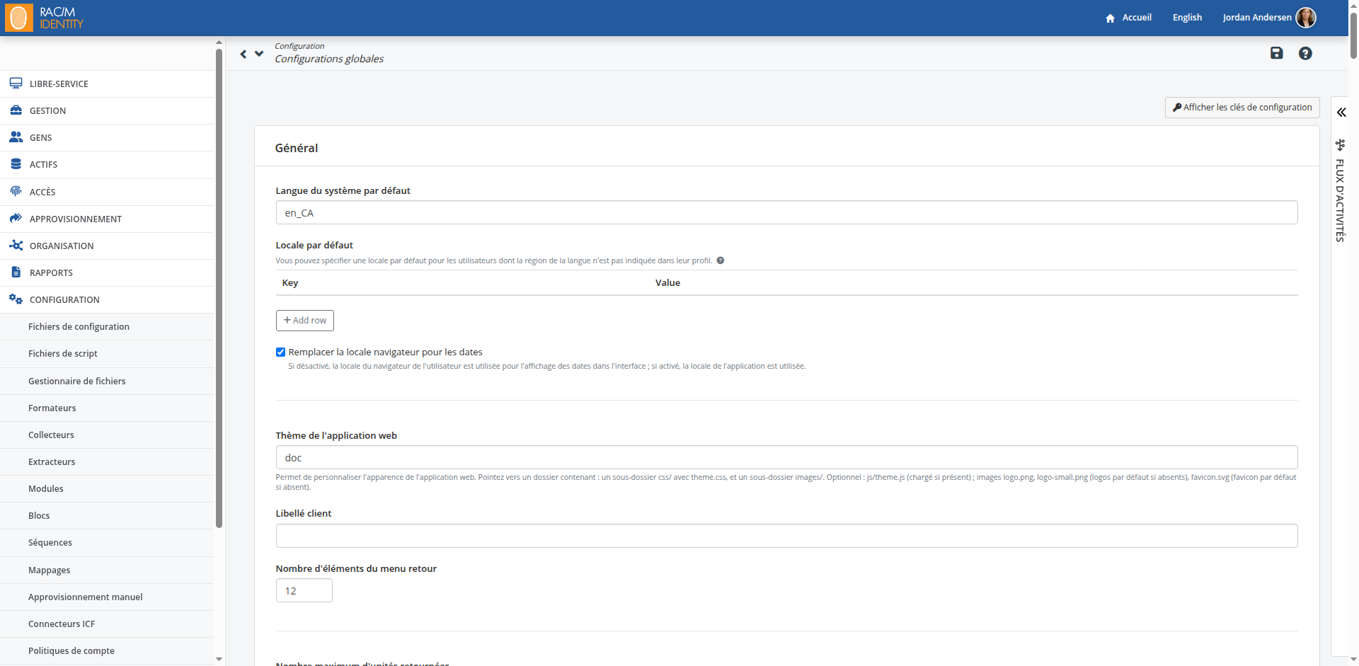 Vue d’ensemble des configurations globales