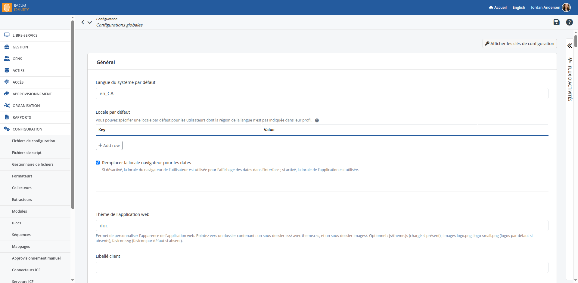 Vue d’ensemble des configurations globales
