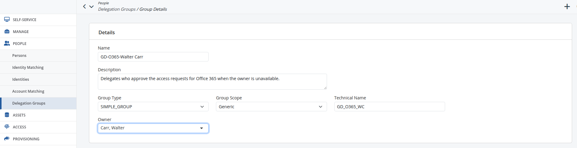 Delegation group details