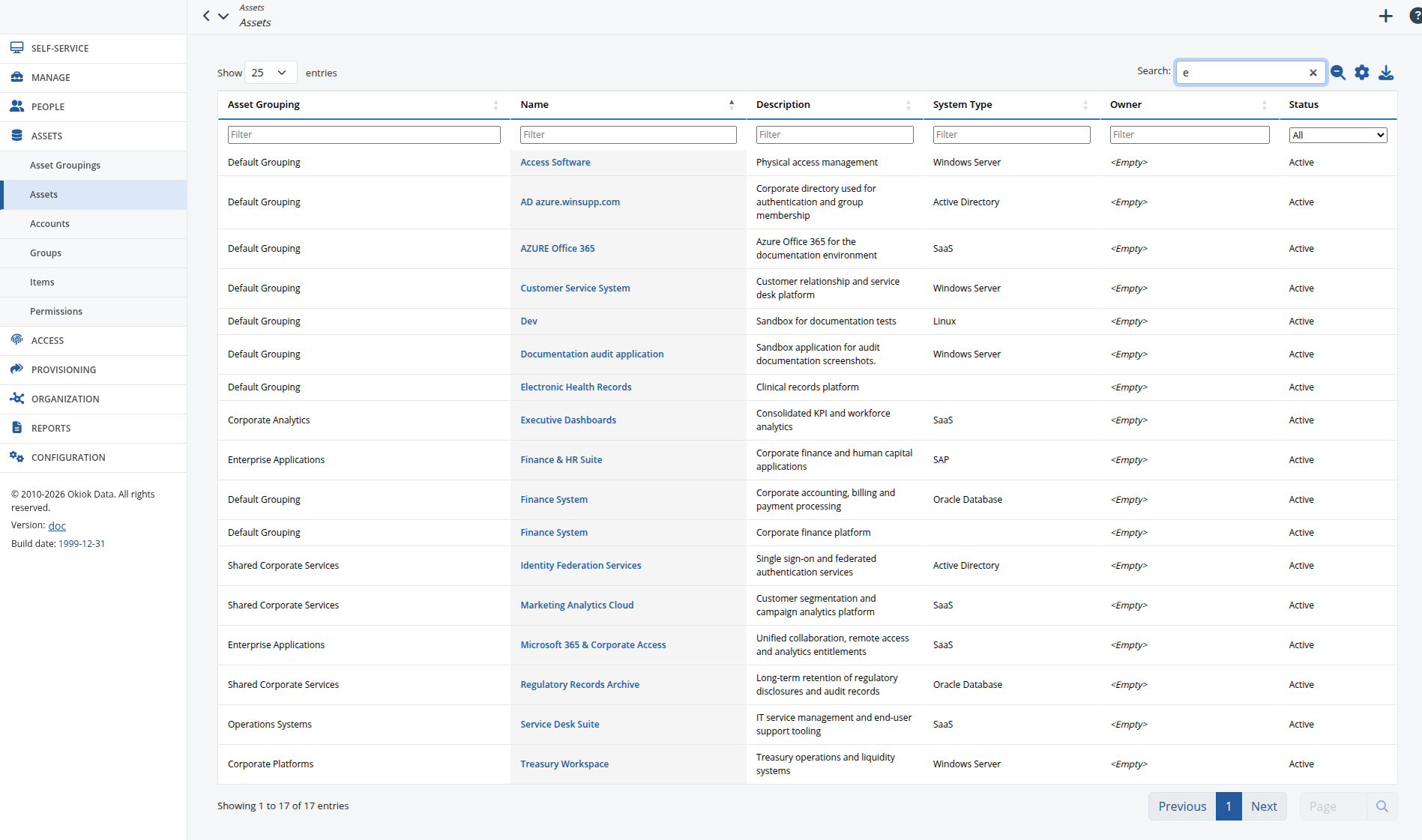 Asset list