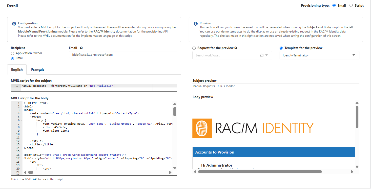 Configuration of manual provisioning strategies