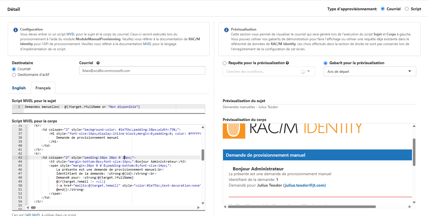 Configuration des stratégies d'approvisionnement manuel