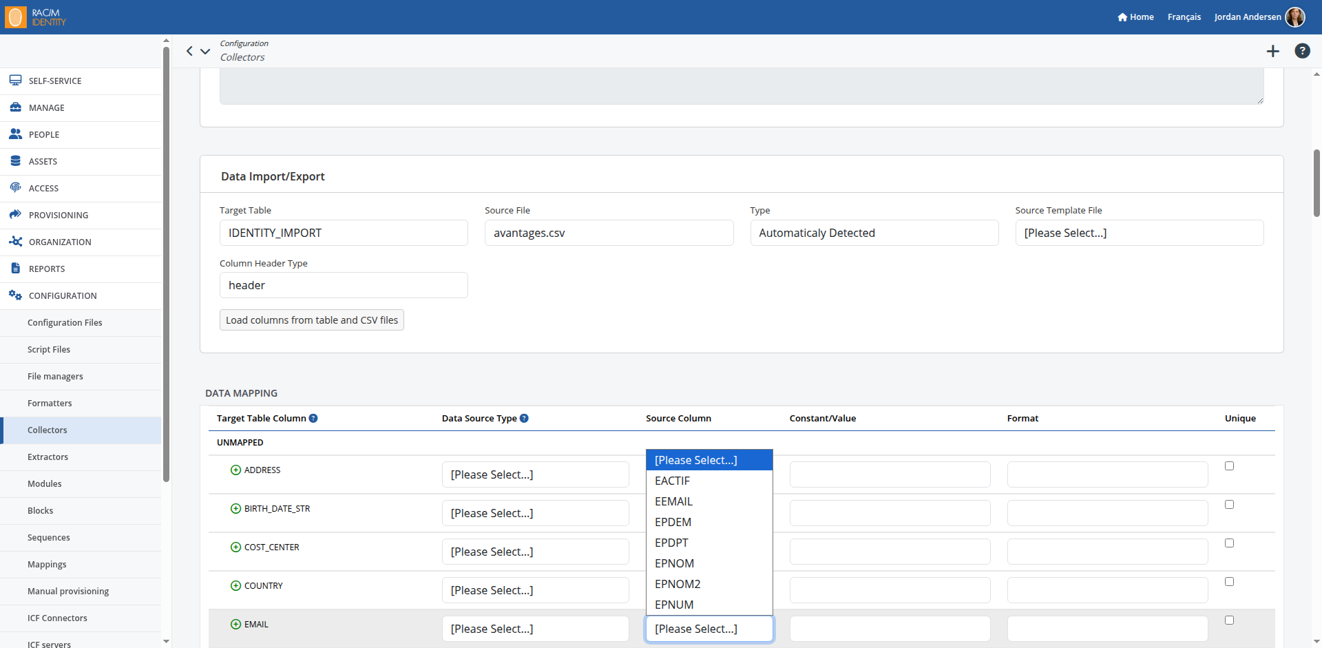 Mapping fields from a CSV File