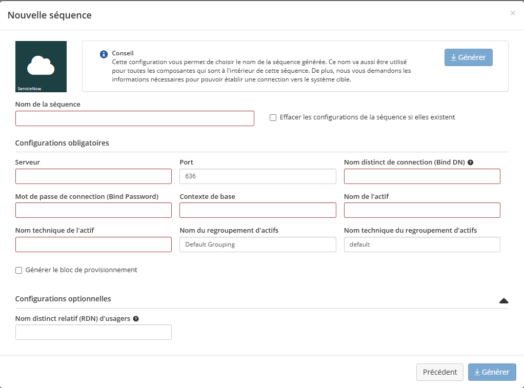 Paramètres de configuration