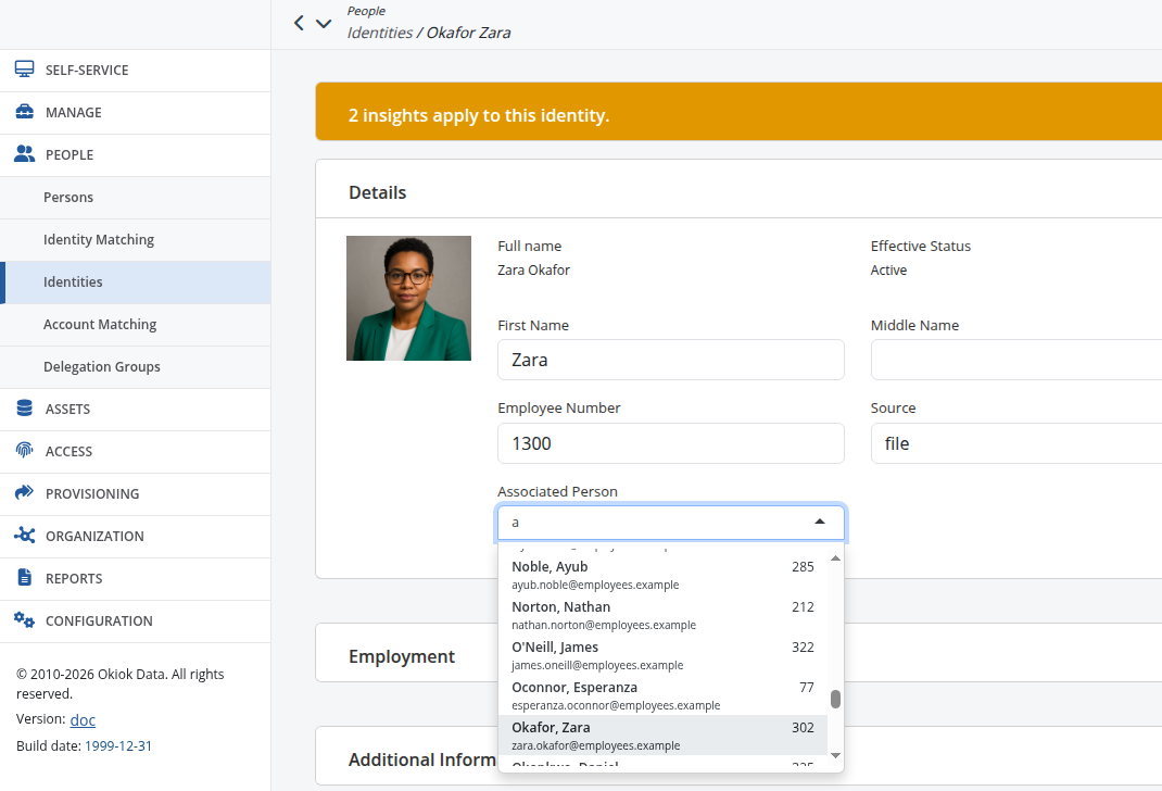 Example - searching for identities