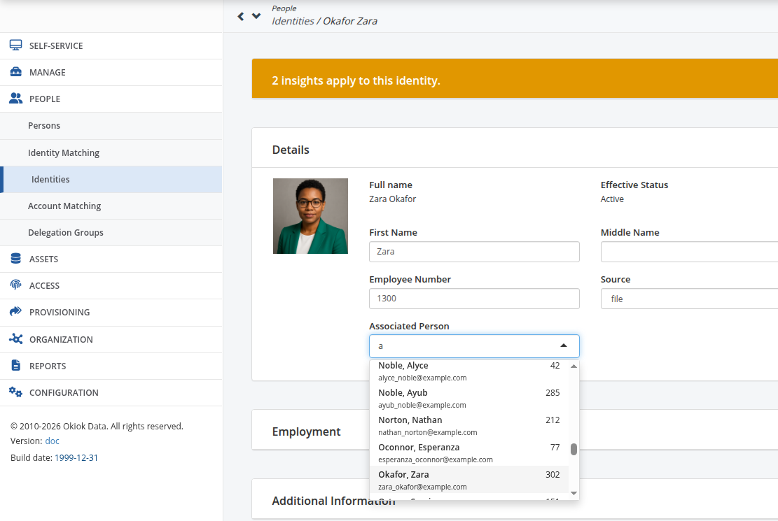 Example - searching for identities