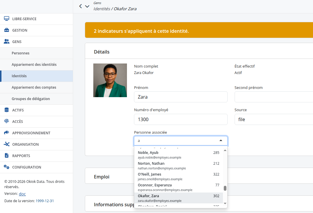 Exemple - recherche d'identités