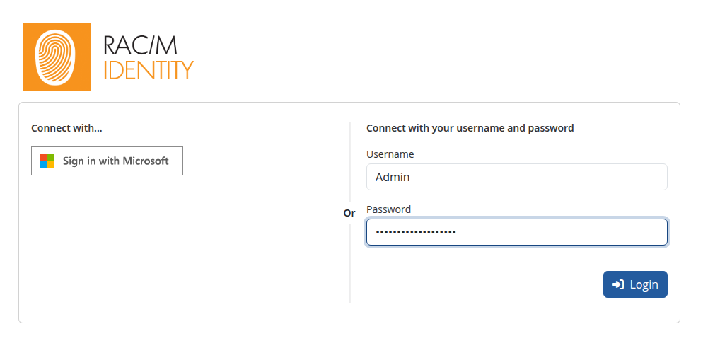 The login page