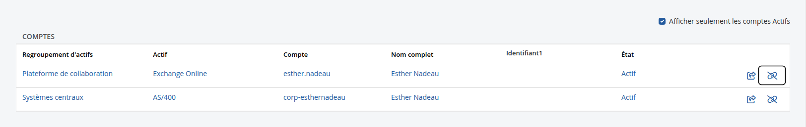 Dissocier un compte à partir d'une identité