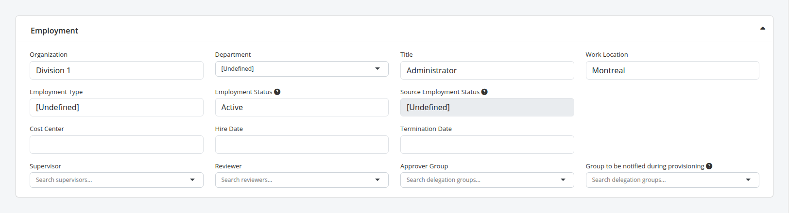 Identities - employment information