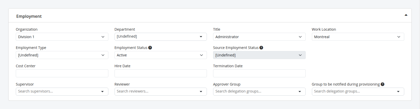 Identities - employment information