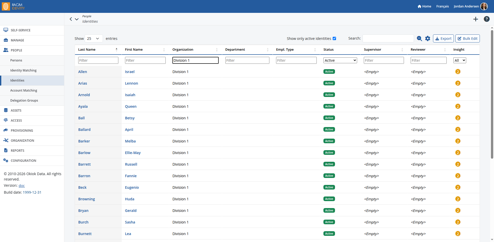 Example of a Selection page