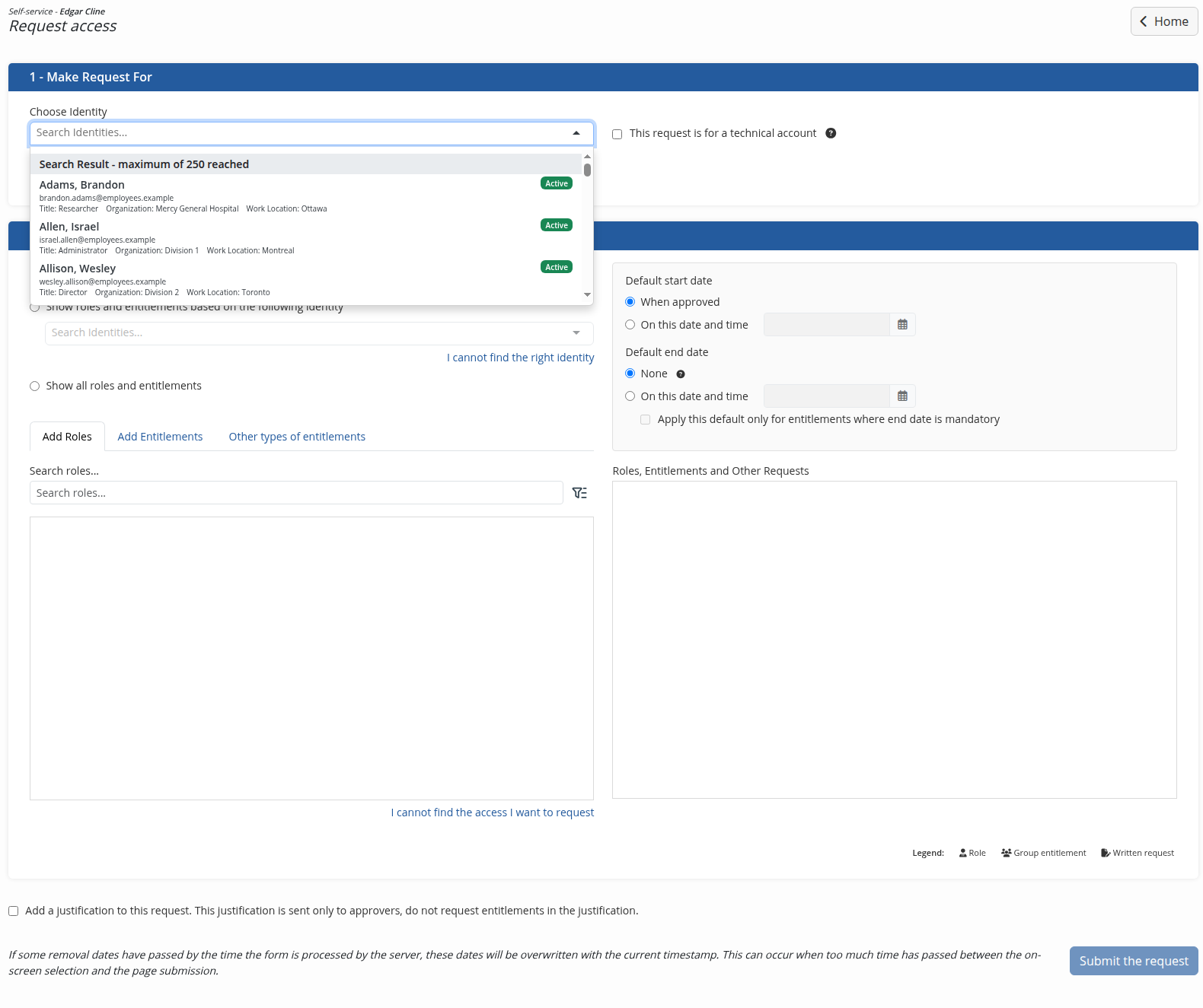 The access request form