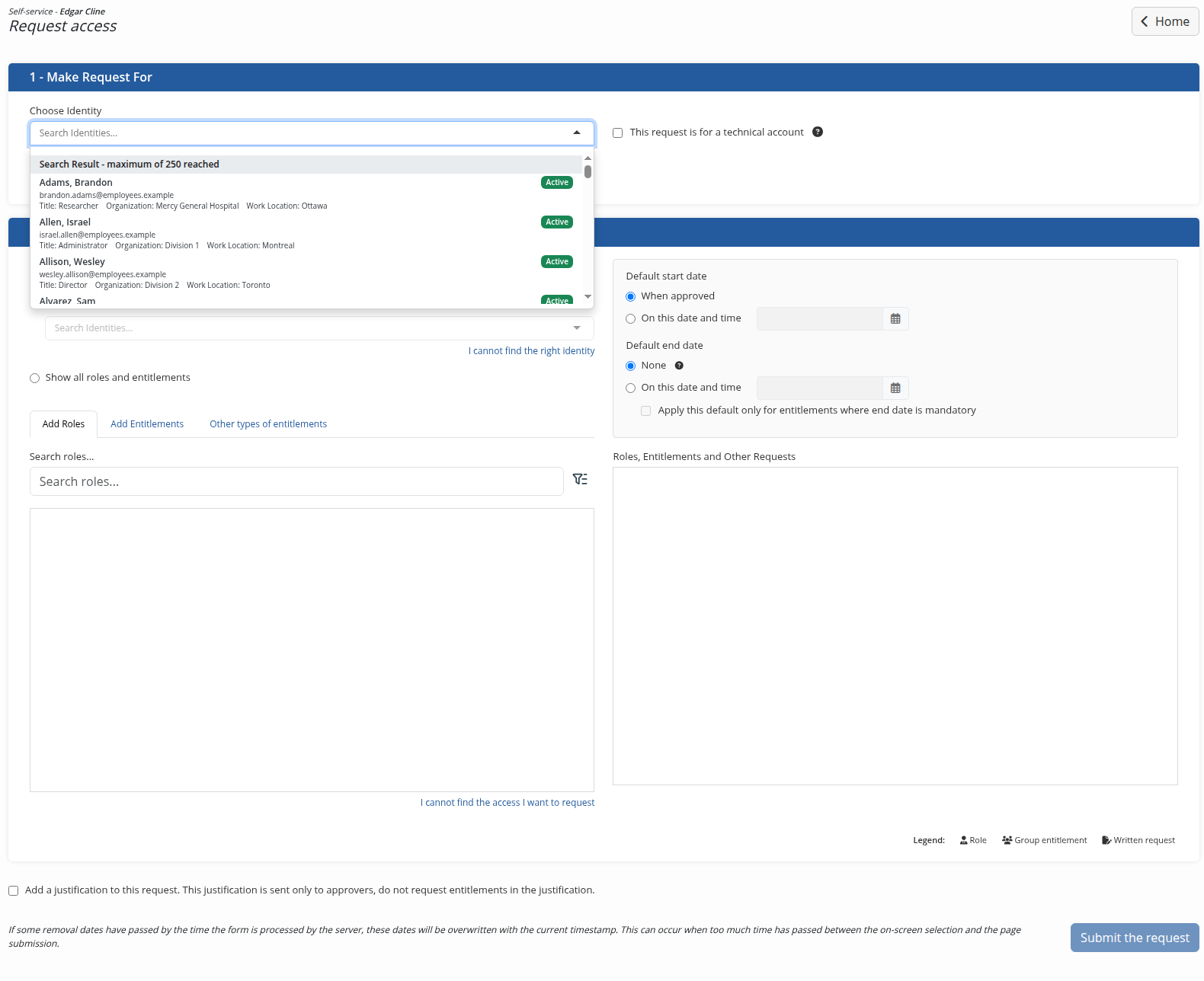 The access request form