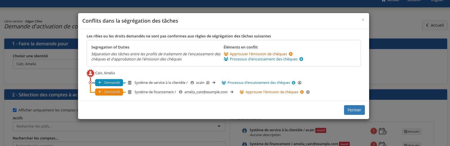 Le détail d'une violation de règle