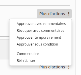 Liste des actions supplémentaires