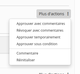 Liste des actions supplémentaires