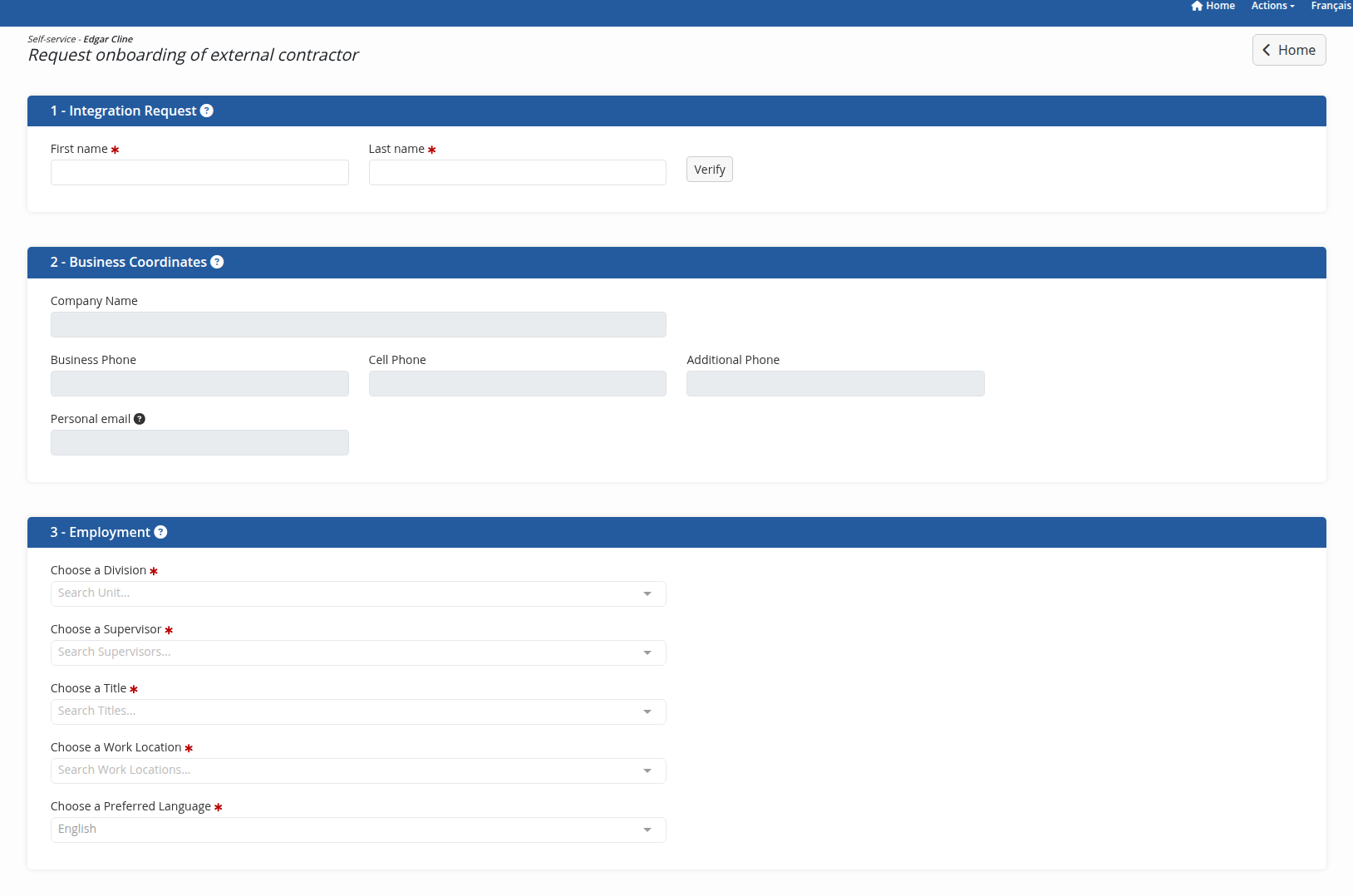 The onboarding request form