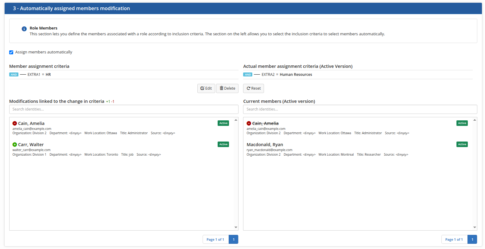 The section for automatic members