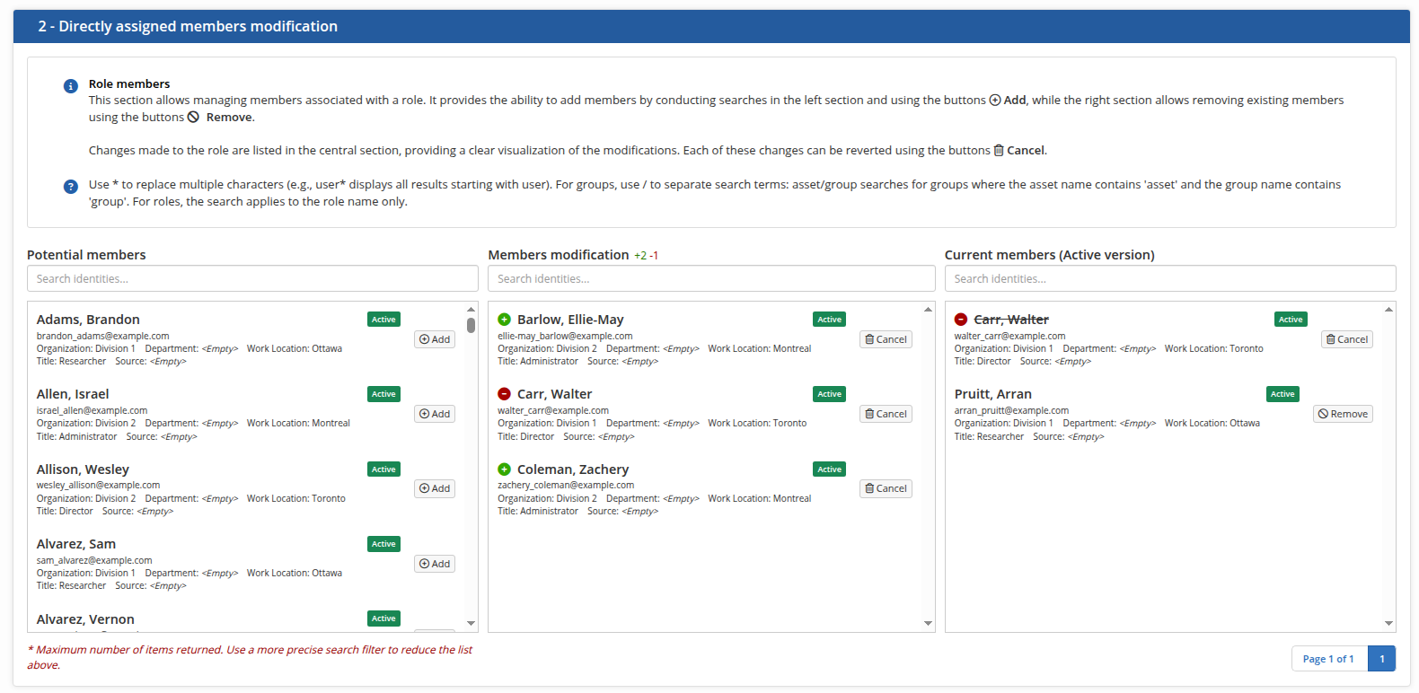 The section for direct members