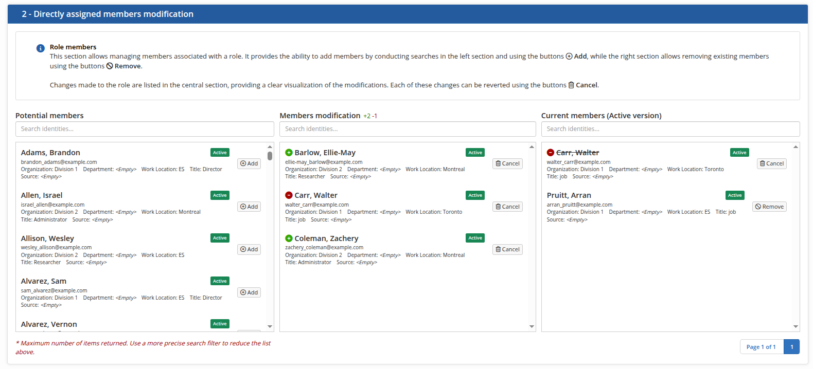 The section for direct members