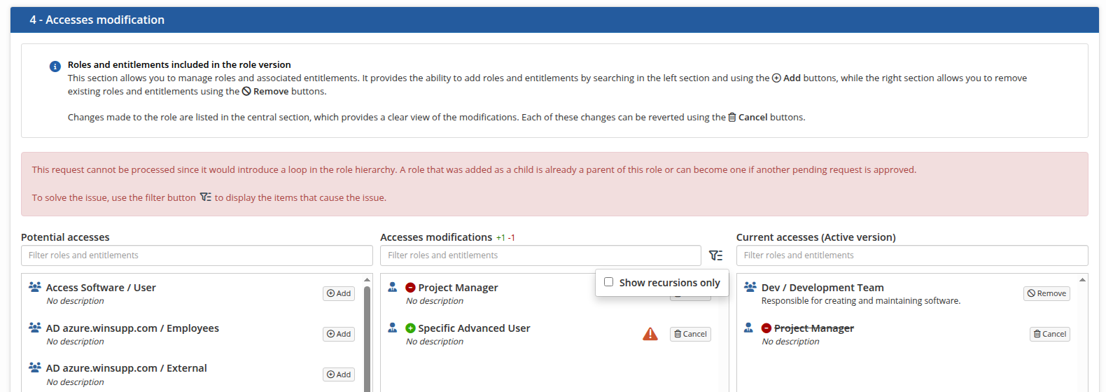 Issue in the hierarchy of roles