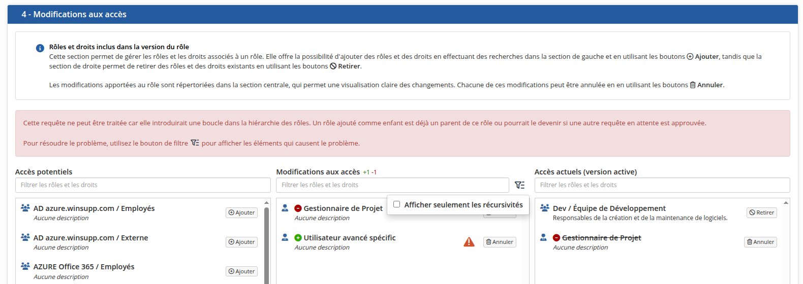Problématique dans la hiérarchie des rôles