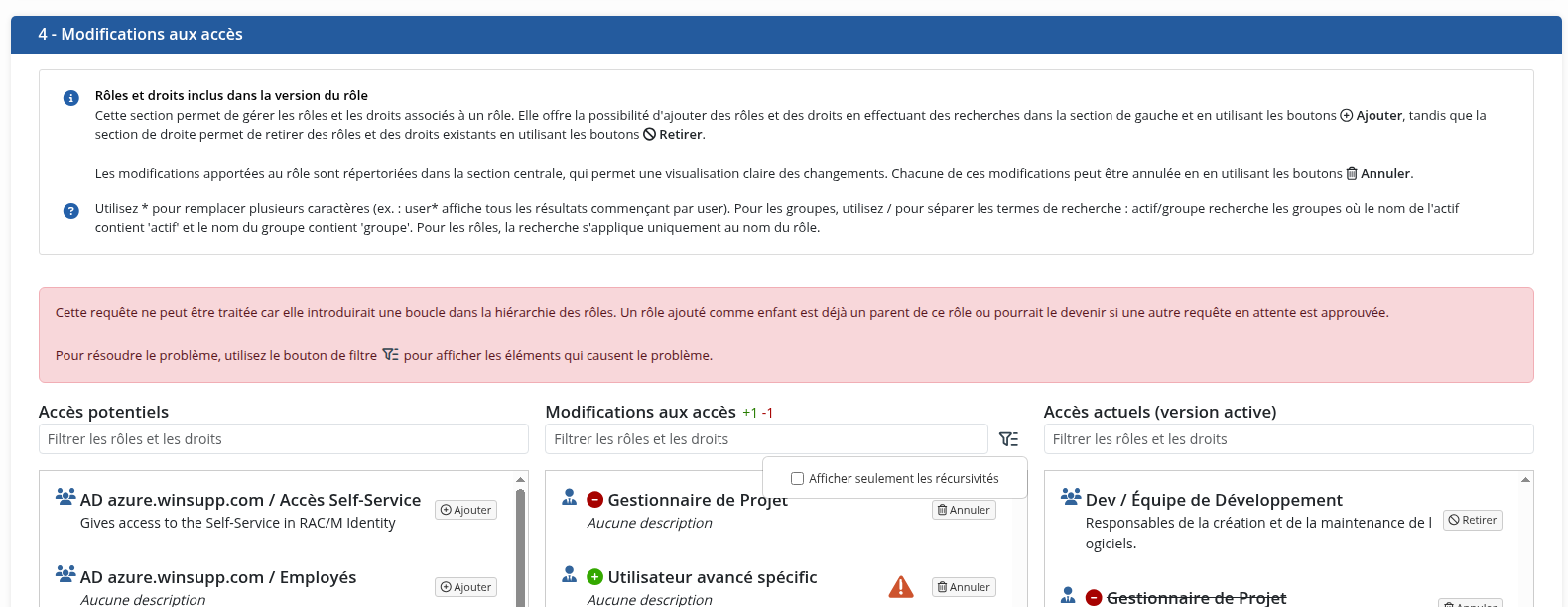 Problématique dans la hiérarchie des rôles