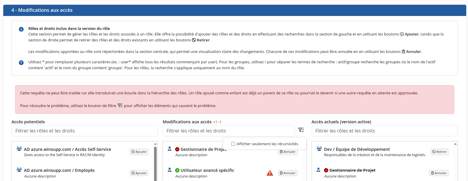 Problématique dans la hiérarchie des rôles
