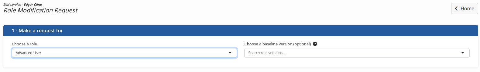 The section to select the role to modify