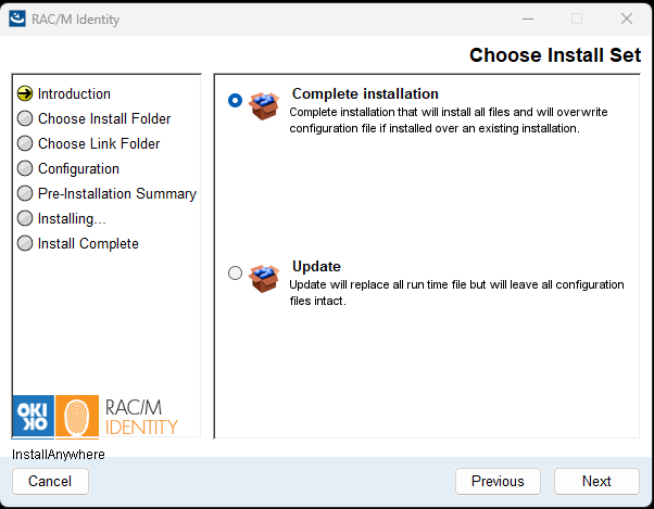 Choisir l'ensemble d'installation
