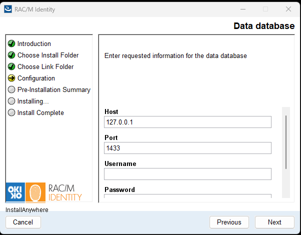 Configuration de la base de données de données