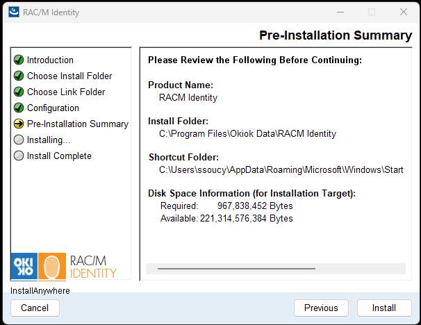 Résumé pré-installation