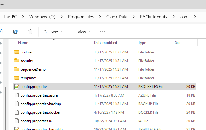 Dossier de configuration