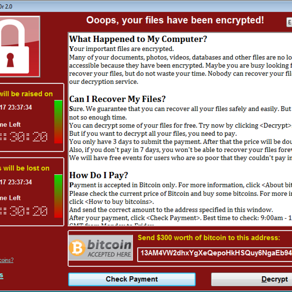 Wannacry ransom note