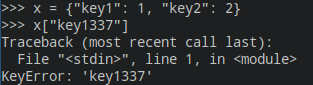 Verbose dictionary KeyError